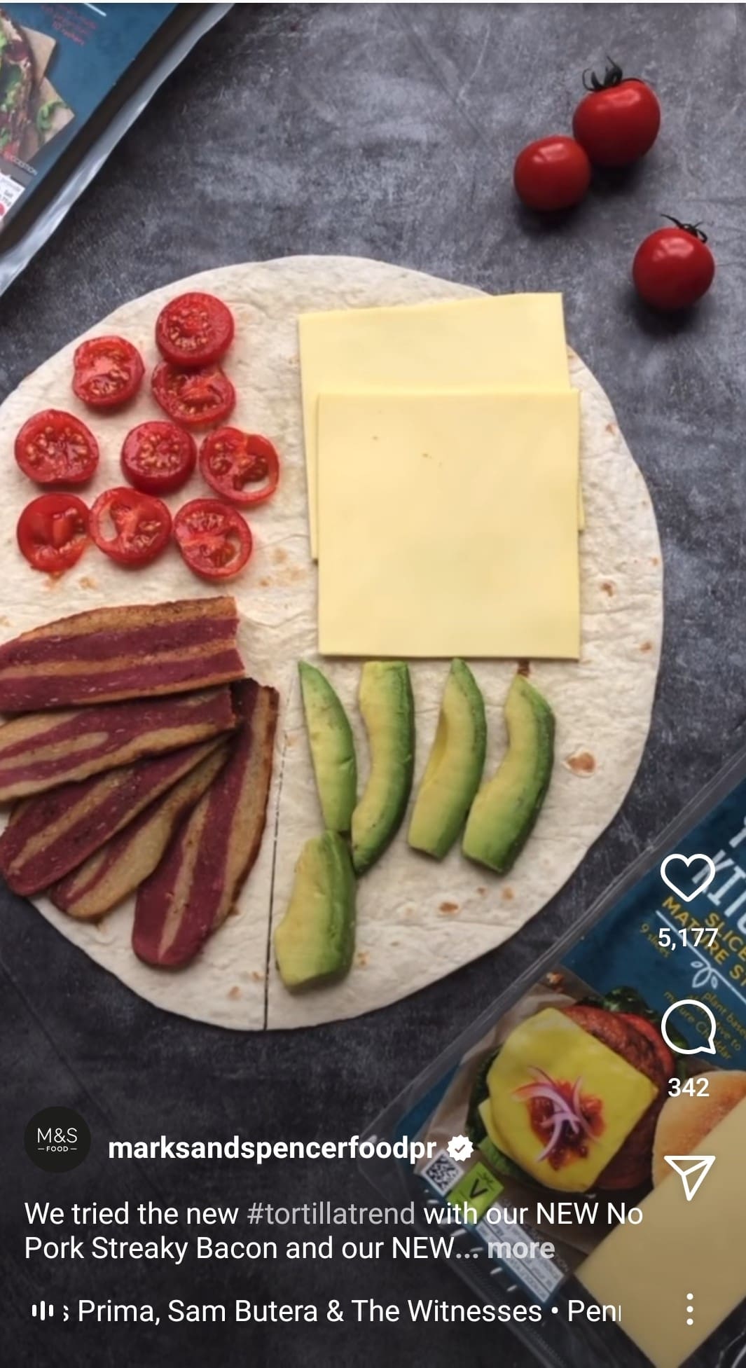 Screenshot of a reel showcasing the tortilla wrap trend from M&S Food