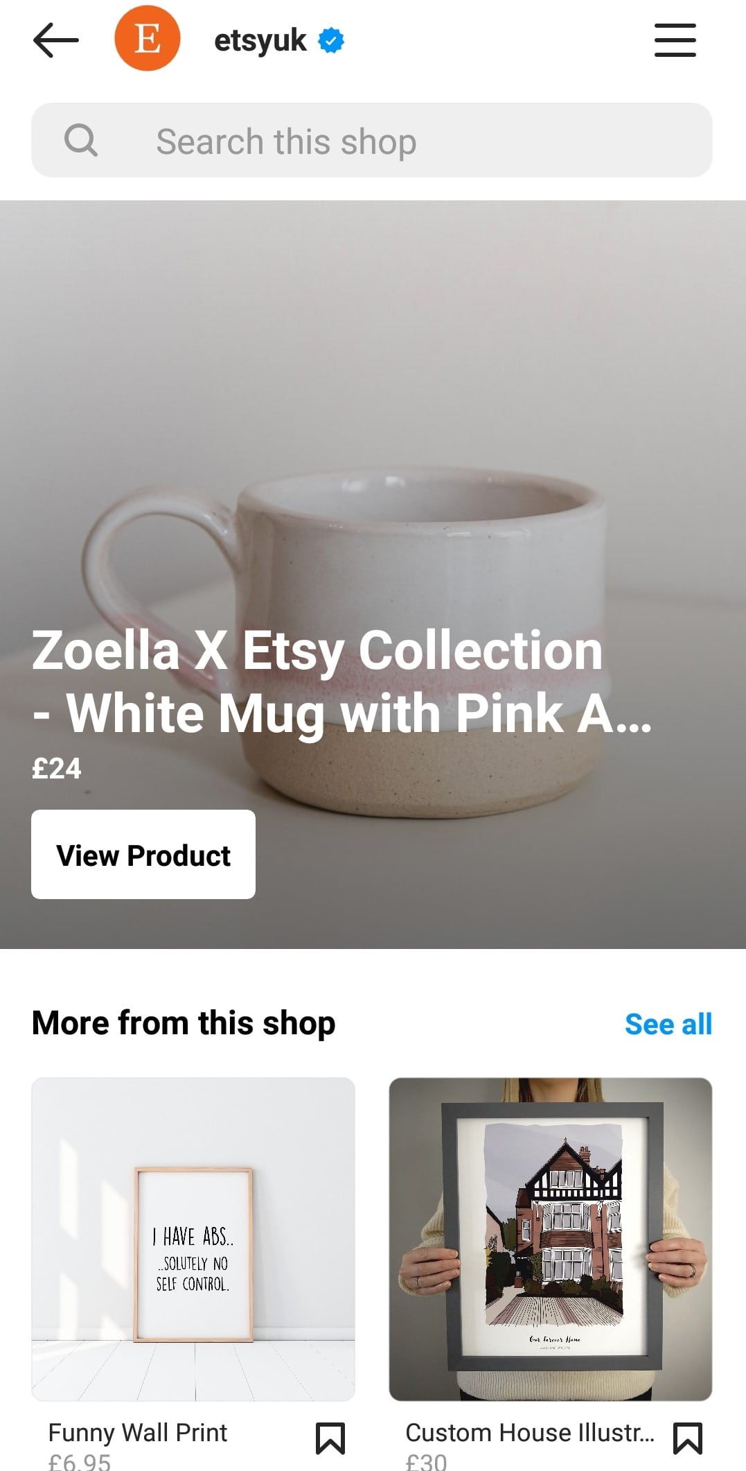 Etsy Instagram Shop