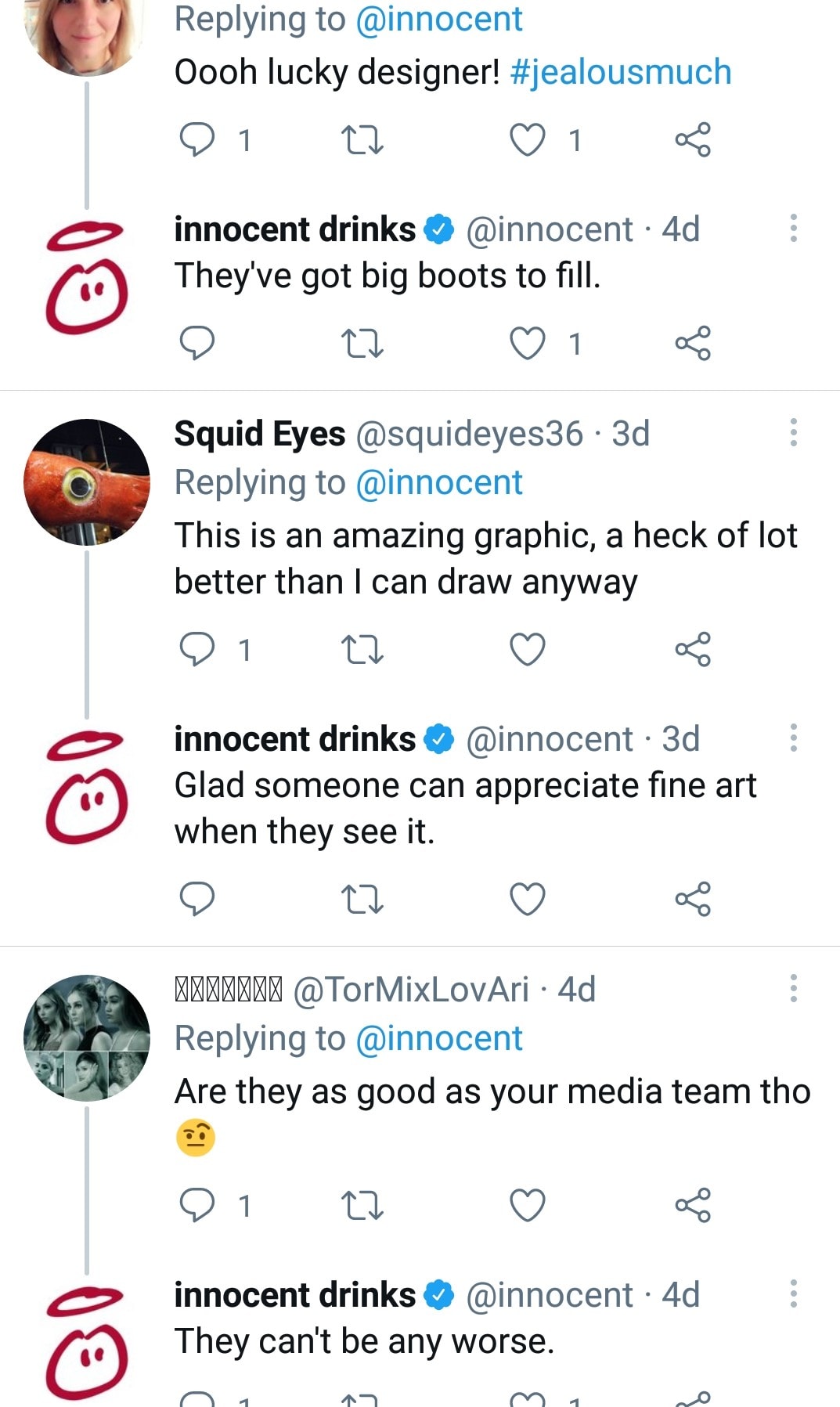 Twitter conversation from Innocent