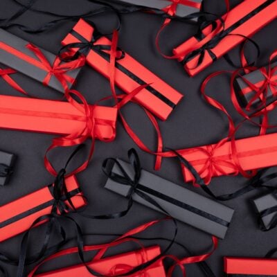 Black and red Christmas presents