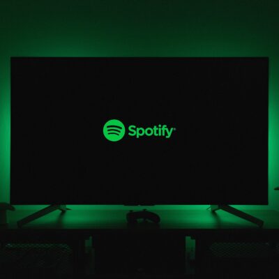 Spotify logo on computer
